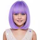 Kids Purple Wig Child Bob Wig Short Light Purple Wigs for Girls Lavender Purple Bob Hair Cosplay Party Synthetic Rose Net Daily Wear Wigs