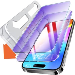 for Screen Protector iPhone 14 Pro (6.1 inch) [Anti-Blue Light], 2.5D Full Coverage 9H+ Tempered Glass, Reduce Eye Fatigue [Protect Eyes] HD Clear [2 Pack]