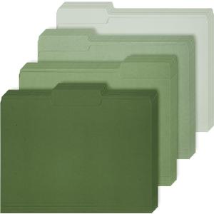 Whaline 24 Pack Sage Green File Folders Letter Size 1/3 Cut Tab Gradient Green File Pockets 8.9 x 11.6 Inch 4 Colors Paper Folders for Documents Business Office School Classroom Home Supplies
