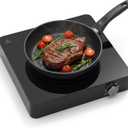 1200W Hot Plate: Portable Electric Burner with Boil-Dry Protection & 6 Heat Settings  Electric Stove Compact Cooktop for RV, Dorm, Office & Small Kitchens, Road-Ready & Safe (Black)