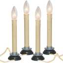 Abeja 7'' Electric Window Candle, Flickering Flameless Taper Fake Candles with On/Off Switch, 7W C26 Lights Bulb, 5FT Candles Lights- 4Pk Beige