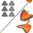 JEHONN Wall Mop with Long Handle 80 inches, Upgraded 180 Collapsible Baseboard Cleaner Tool with Squeegee, Ceiling Duster with 3 Microfiber and 3 Chenille Pads for Cleaning Window, Cabinet (Orange)