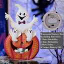 2 x TERESA'S COLLECTIONS Halloween Decorations LED Jack-O-Lantern Pumpkin Lantern Battery Operated,Cute Spooky Orange Metal Lantern with Candle for Home,Yard,Table Top,Trick Or Treat,Gifts for Party (Medium)