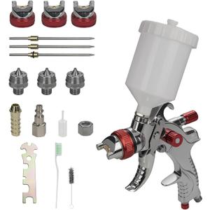LIHAISHENG HVLP Spray Gun with 1.4/1.7/2.0mm Stainless Steel Nozzles 600ml Gravity Feed Paint Cup Adjustable Flow Control for Car Furniture Wall Painting