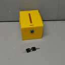 Uniclife Acrylic Donation Box with Lock and Sign Holder Yellow Ballot Box with Slot Plastic Suggestion Boxes Tip Jar Cash Storage Container Drop Chest for Fundraising Voting Raffle, 6.2" x 5" x 4" (1 Pack)