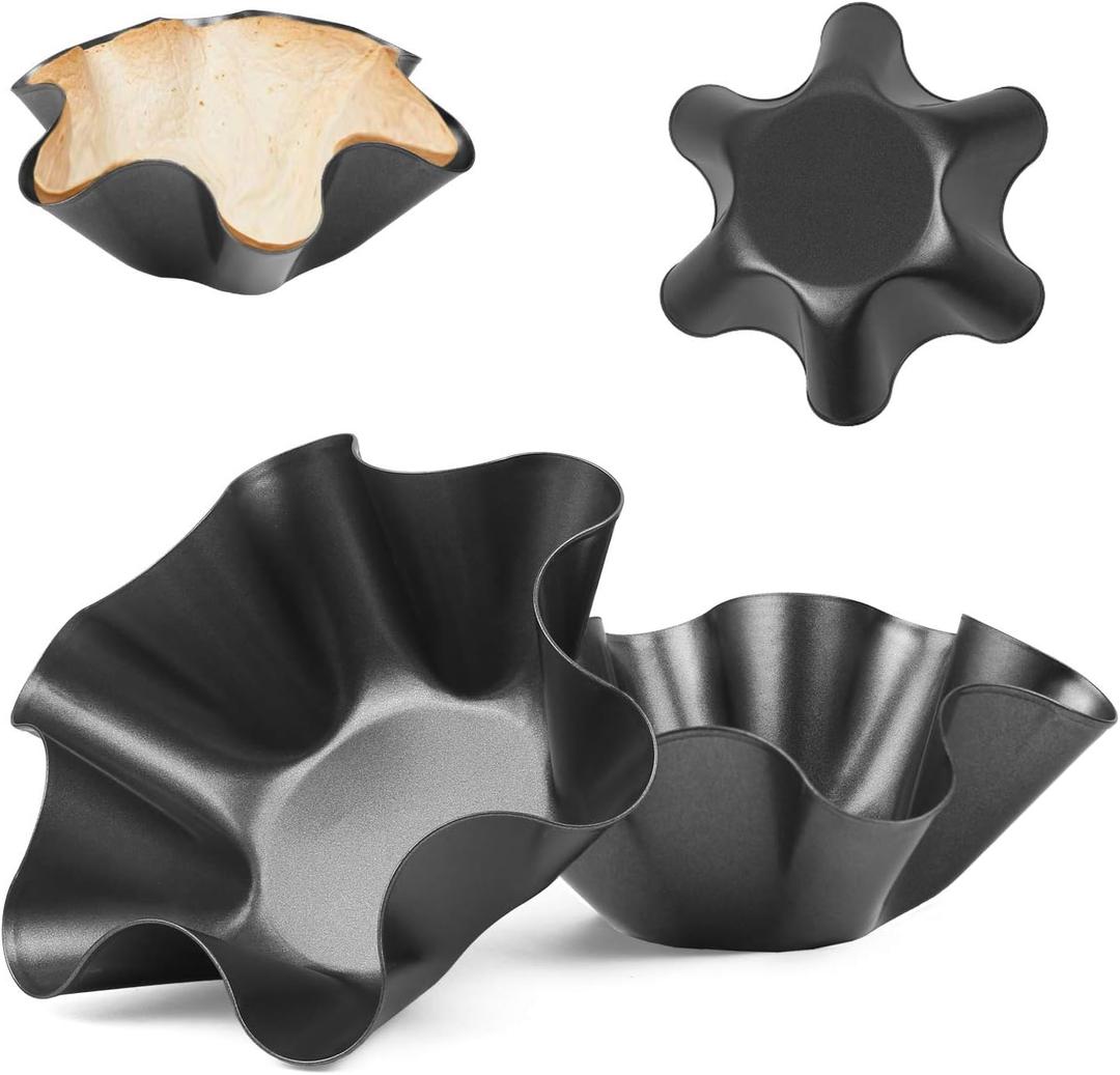 RUVINCE taco bowl shell maker: Nonstick 4-Pack Tortilla Bowl Maker - Craft Perfect Taco Bowls & Salad Shells for Home Cooking & Entertaining (6.5)