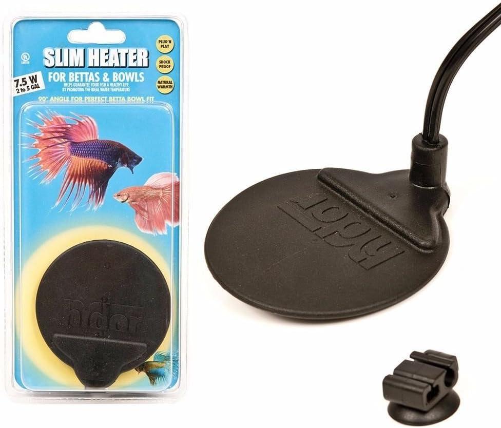 Hydor Betta Bowl Slim Fish Tank Heater, 7.5-watt, measures 3.5 inches round, black; For tanks 2-5 gallons