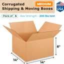 IDL Packaging - B-14148-5 Medium Corrugated Shipping Boxes 14"L x 14W x 8"H (Pack of 5) - Prime Choice of Strong Packing Boxes for USPS, UPS, FedEx Shipping