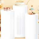 3PCS White Cylinder Pedestal Stands Round Cylinder Stand Pedestal Large Round Cylinder Pedestal Tables for Parties Pedestal Display Plinth Pillars for Bridal Baby Shower Ceremony Supplies