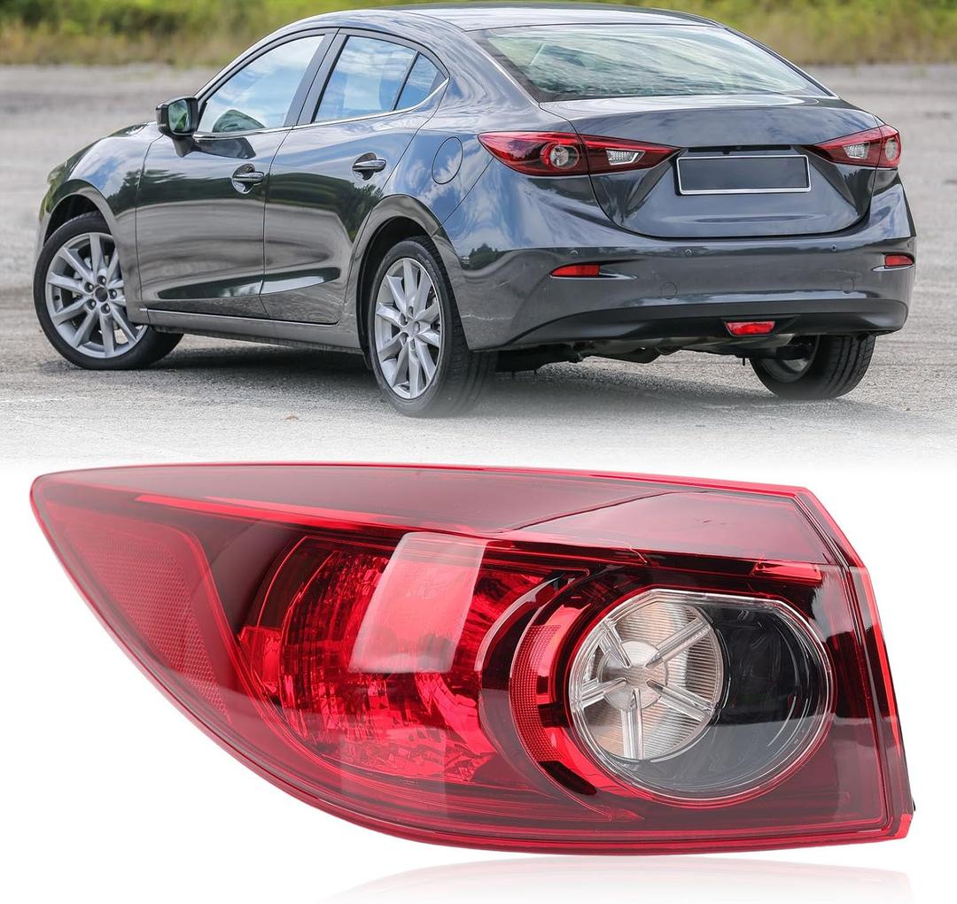 Tail Light Compatible with 2014 2015 2016 2017 2018 Mazda 3 Sedan Outer Halogen Taillight (Left Driver Side)