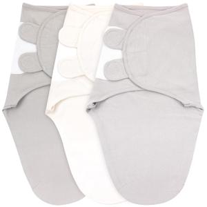 Bublo Baby Swaddles for Newborn Girls - 3 Pack Baby Swaddle Sleep Sacks - 3-6 Months - Pastel Grey-White Solid