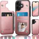 DJDUCK Designed for iPhone 17 Case Wallet with Card Holder, [Magnetic Clasp Cover] [RFID Blocking Leather Protection] Shockproof Women Men Cases 6.3 Inch for Apple 17 Rose Gold