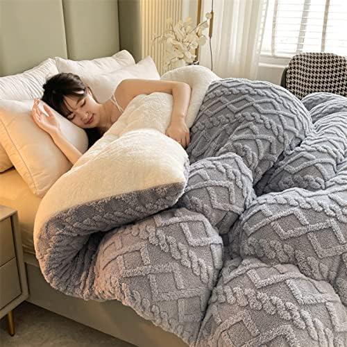 Thickened Super Soft Insulation Hibiscus Winter Quilt, Cashmere and Double Fabrics, Breathable Warmth Fluffy Plush Sided Velvet Blanket (Grey,200 * 230cm/78.74 90.55in (4KG))
