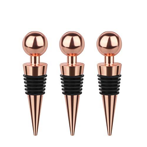 Yimerlen 6Pack Silicone Vacuum Wine Bottle Corks, Reusable Stopper for Standard Bottles, Suitable for Bar & Parties (Rose Gold)