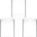 Amosfun 3Pcs Hurricane Candle Holder Sleeve Windproof Cylindrical Pillar Open Ended Candle Shade Chimney Tube Cover 3.94 X 2.76 Inch