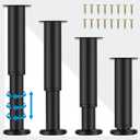 [Upgraded 4 PCS Metal Adjustable Furniture Legs 7-11.8 inch, Heavy Duty Cabinet Legs Extension for Couch/Bed/Desk/Sofa/Table/Chair/Dresser, Replacement Legs for Furniture Black