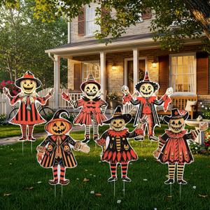 Roowest 6 Pcs Large Vintage Halloween Yard Signs with Stake Lawn Outdoor Spooky Pumpkin Yard Signs Pumpkin Witch Vintage Halloween Decorations for Horror Party Decor