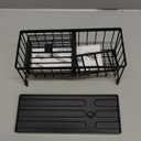 Cisily Sponge Holder for Kitchen Sink, Sink Caddy Organizer with High Brush Holder, Kitchen Countertop Organizers and Storage Essentials, Rustproof 304 Stainless Steel (Black, 9.25)