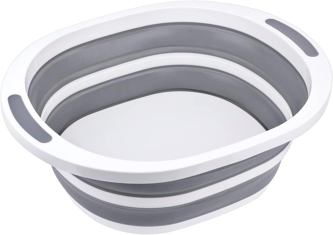 Collapsible Dishpan 7.5L Plastic Sink Dish Basin Cutting Board Foldable Food Tub for BBQ Picnic Camping Portable Washing Dishes Basket Space Saving Gray