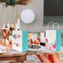 Outink 50 Pcs Thank You Gift Bags Bulk Floral Design Thank You Paper Bags Colorful Thank You Bags for Wedding Business Baby Shower Boutique Birthday Party, 8x6x3in