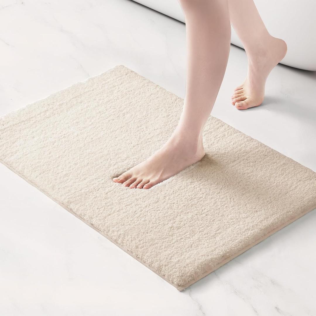 Madison Park Marshmallow Bathroom Rug Non Slip, Luxrurious Plush Bath Mat, Absorbent, Quick Dry, Spa Design Bath Room Dcor, 20x30, Natural