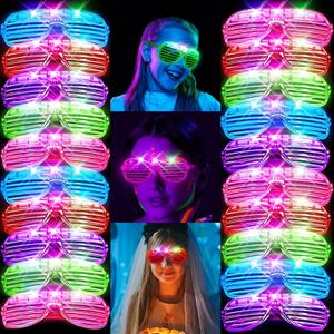 24 Pack LED Glasses, New Year's Party Supplies, 5 Neon Colors with 3 Flashing Modes, Glow in the Dark Sunglasses Toys Bulk, Neon Party Favors for Kids/Adult Birthday Halloween Holiday