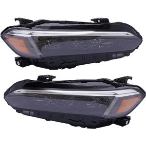 Headlights Assembly Pair For 2022-2025 Honda Civic LX/EX Chrome Trim Models, Halogen Front Headlight with LED DRL, Left and Right Side Headlamp Replacement
