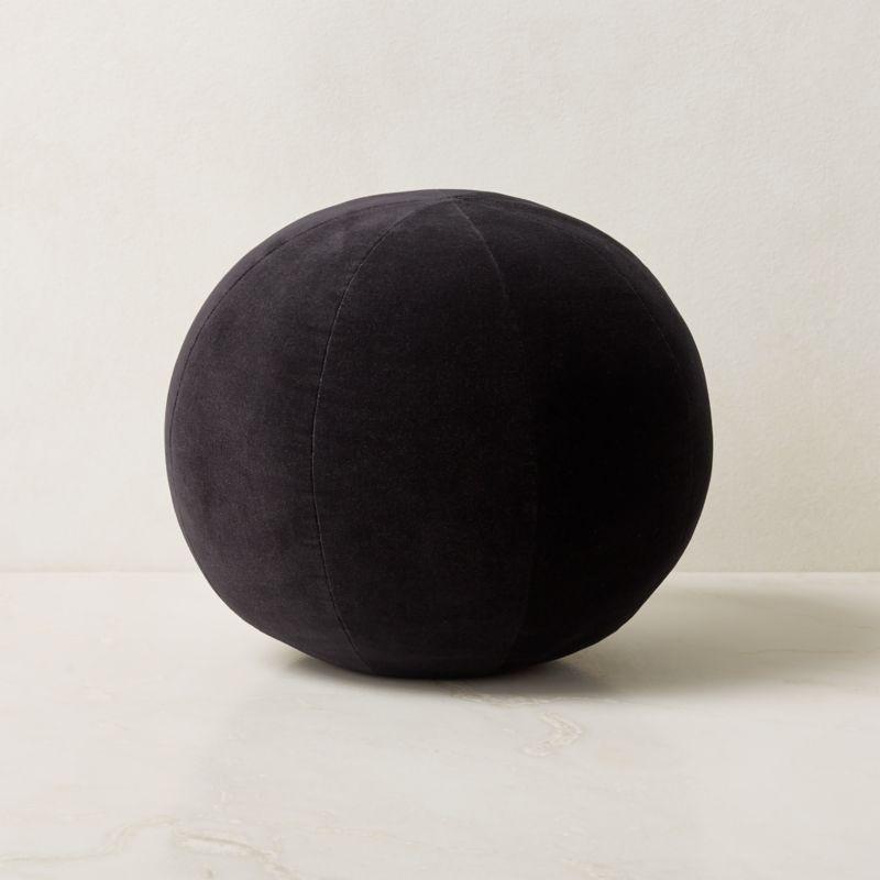 Black Velvet Sphere Throw Pillow, 24 in