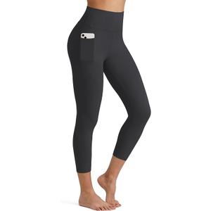 G4Free BareFeel High Waisted Leggings for Women No See Through Tummy Control Cycling Workout Yoga Pants with Pockets (Black,M,27")