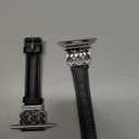 TOYOUTHS Compatible with Apple Watch Bands Women 42/44/45/46/49mm Dressy Slim Leather Strap with Celtic Knot Interlock Buckle Bracelet for iWatch Series 11 10 9 8 7 6 5 4 SE/Ultra 3 2 1, Black/Silver