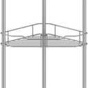 5 Tier Floor Standing Corner Shower Caddy Organizer Shelf with Hooks, Bathroom Shelves Stand Rack, Gray