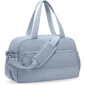 Gym Bag for Women, Travel Duffle Bags with Wet Pocket, Lightweight Carry on Bag Overnight Weekender Duffel Bag, Water Resistant (Haze Blue), 15.6×6.8×11.5 inches, Capacity: 22L