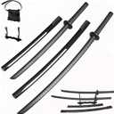 2PCS Polypropylene Plastic Training Martial SwordBlack Practice Katana Sword with SheathTraining Katana for Practicewith Belt and Stand