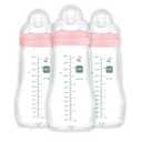 MAM Premium Glass Baby Bottles, Easy Switch Between Breast and Bottle, Feel Good Medium Flow, Newborn Essentials Must Have, 2+ Months, BPA Free, 9oz, Girl, 3 Pack (Pink)