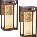2Pk Oil Rubbed Bronze Solar Outdoor Sconces with 3 Modes Motion Sensor Crystal Exterior Light Fixtures with 4500K 250LM LED Outside Lights for House Waterproof Dusk to Dawn Solar Porch Lights