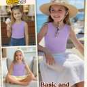 LessonZoo Girls' Tank Tops Sleeveless Shirts, Taro Purple, 13-14 Years