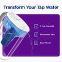 PUR 7-Cup Water Filter Pitcher, Cleaner, Great-Tasting Water, Dishwasher Safe, Powerful, Faster Filtration, LockFit Cap Design - White