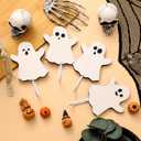 Weysat 4 Pcs Halloween Ghost Wall Hooks White Ghost Key Holder for Wall Decor Spooky Bathroom Decorative Hook Hangers for Halloween Living Room Bathroom