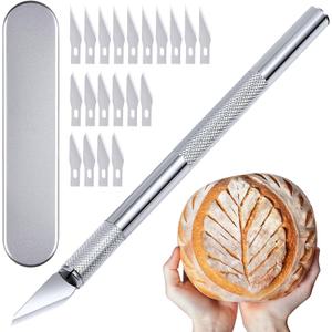 Bread Lame Dough Scoring Tool  Artisan Sourdough Scoring Knife Kit with 21 Replaceable Razor Blades & Ergonomic Stainless Steel Handle, Premium Aluminum Storage Case for Home Bakers & Gifts
