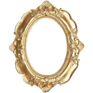 uxcell 1 Pcs Vintage Resin Picture Frames, 2.9'' x 2.1'' Mini Picture Frames Oval Rectangle Wall Hanging Frames Display Frame Photo Holder for Home Wall Jewelry Display Hotel Decor, Gold