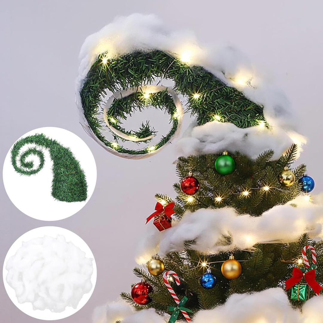 Sumind Christmas Tree Topper Whimsical Gothic Decorations for Christmas Tree with 400g Fake Snow Artificial Cotton for Holiday Decorations, Xmas Party Supplies Ornaments