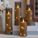 3 x Flameless Flickering 2.2" x5" 6" 7" 8" 8" Candles, LED Battery Operated Grey Clear Plastic Timer Pillar Realistic Wick Candles (Long Lasting 600 Hrs, Pack of 5)