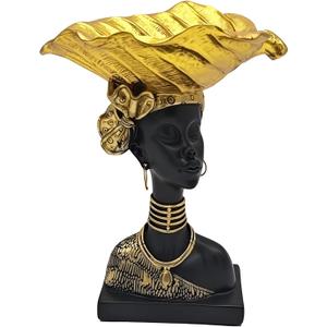 African Statues Tribal Woman Sculpture,9.5" Resin Figure Bust Figurine for Home Decor,Living Room/Table Top/Bookshelf/Coffee Tables(C01CD106)