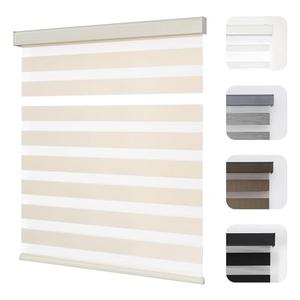 Joydeco Cordless Zebra Blinds for Windows, Dual Layer Light Control Window Blinds with Light-Proof Aluminum Cover, Free-Stop Roller Shades for Home & Office (Beige,33" W x 75" H)