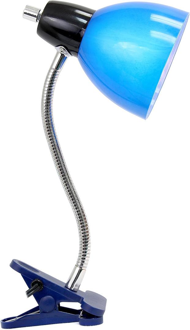 Simple Designs LD2014-BLU Adjustable Desk Clip Lamp Light, for Desks, Nightstands, Reading, Blue