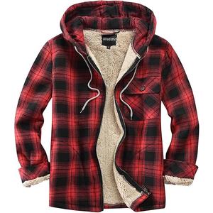 Elesuit Men's Full Zip Fleece Flannel Jackets Shirt Plaid Cotton Hoodies Soft Warm Coat for Men with Hood (3X-Large, Black)