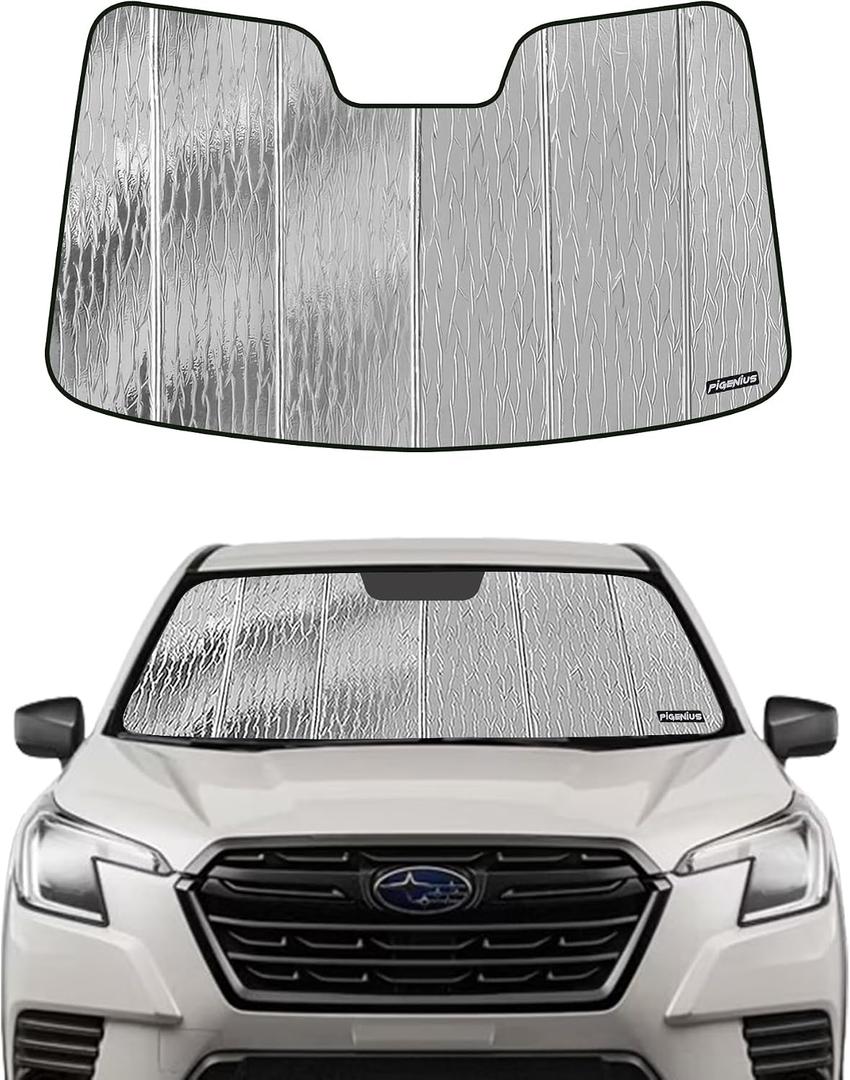 Pigenius Windshield Sunshade for Subaru Forester 2022-2025 Eyesight, Reversible Silver/Black