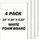 24" x 36" Foam Board 4 Pack, 0.23" Thickness White Poster Board, Acid Free, Double Sided, Rigid, Sign Board for Mounting, Crafts, Modelling, Art, Display, School Projects