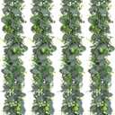 Dolicer 4 Packs 6FT Artificial Eucalyptus Garland, Faux Greenery Garland Fake Vines Hanging Silver Dollar Eucalyptus Leaves for Wedding Backdrop Arch Table Wall Party Home Decor