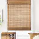 LazBlinds No Tools No Drill Cordless Bamboo Roman Shades, Light Filtering Window Treatment, Roll Up Bamboo Blinds for Window 27'' W x 64'' H, Squirrel